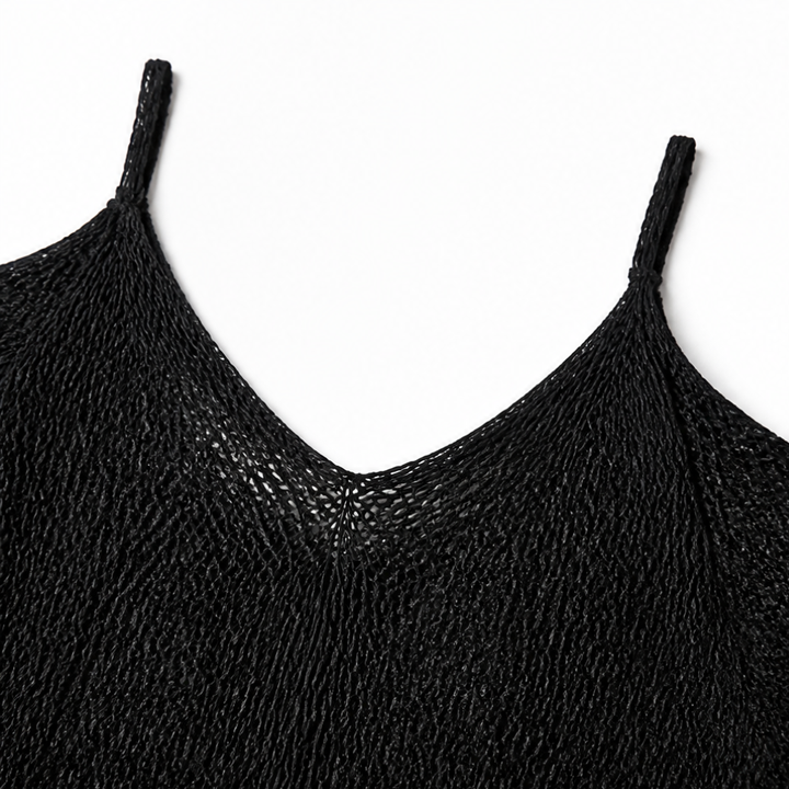 Solenya™ – Open-Knit Cold-Shoulder Boho Top