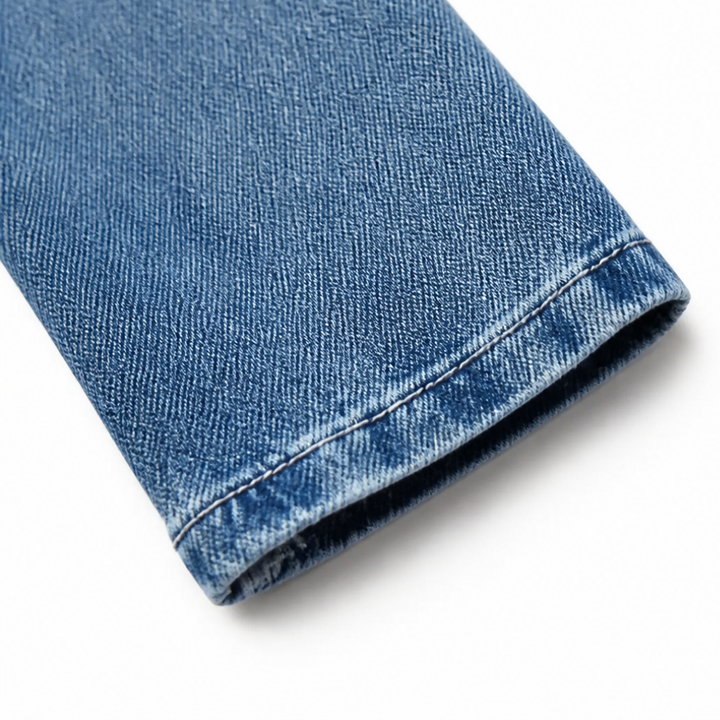 Maelyn – Ruffle-trim open-front denim jacket