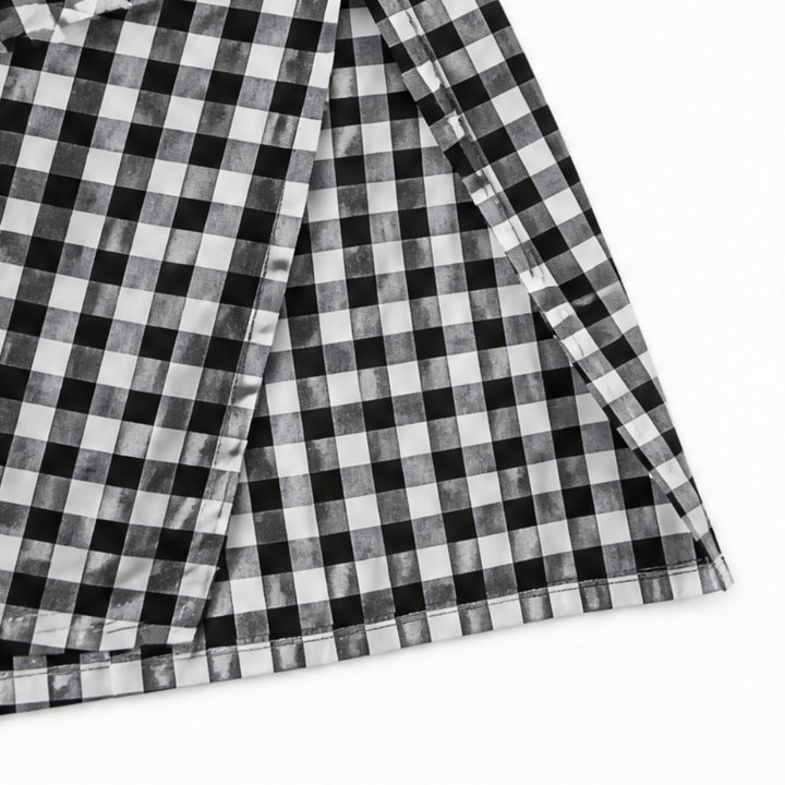Harlowe™ – Gingham Button-Front Maxi Shirt Dress with Side Slits