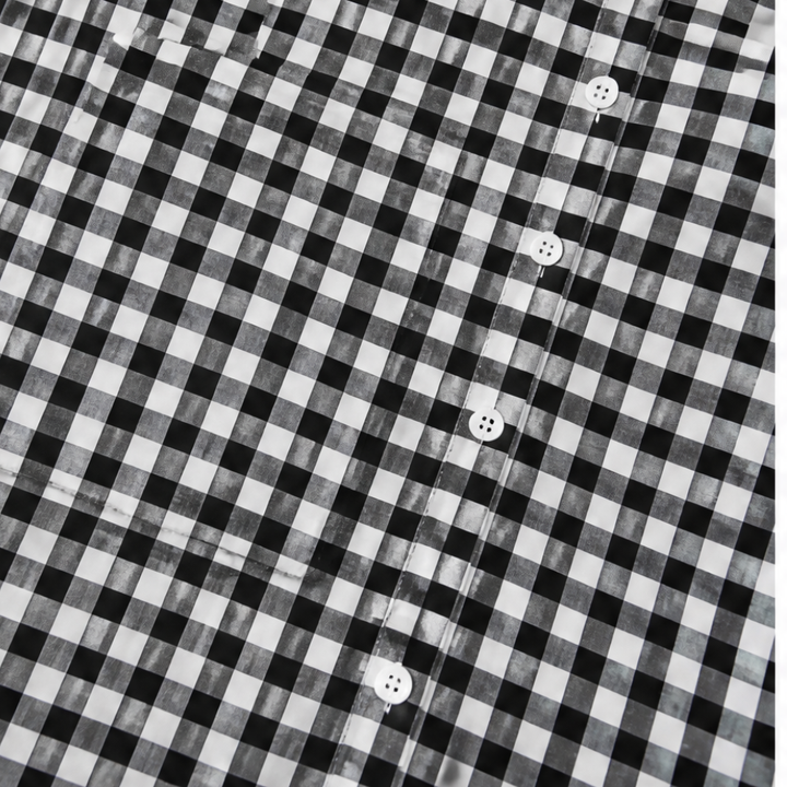 Harlowe™ – Gingham Button-Front Maxi Shirt Dress with Side Slits