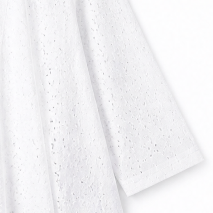 Veluna – Lightweight Eyelet Open-Front Cardigan for Women, 3/4 Sleeve Ruffle Hem Summer Layer