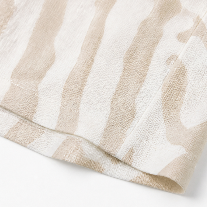 Ingrid™ – Linen Look Midi Shift Dress with Abstract Print, Cap Sleeve