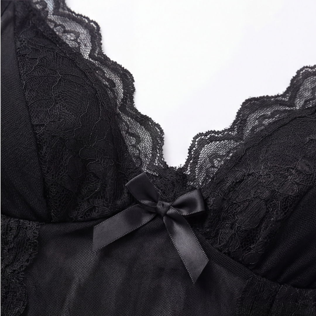 Veloure – Floor Length Lace Mesh Nightdress