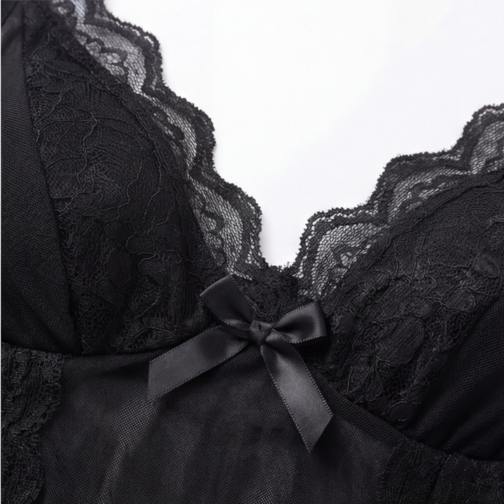 Veloure – Floor Length Lace Mesh Nightdress