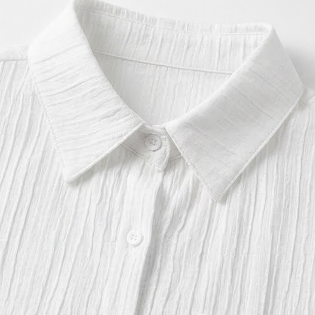 Vivara – Textured Crinkle Button Down Blouse for Women