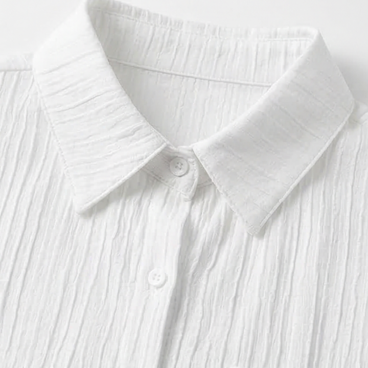 Vivara – Textured Crinkle Button Down Blouse for Women