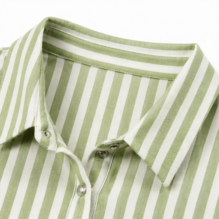 Marella™ – Oversized Striped V-Neck Popover Blouse