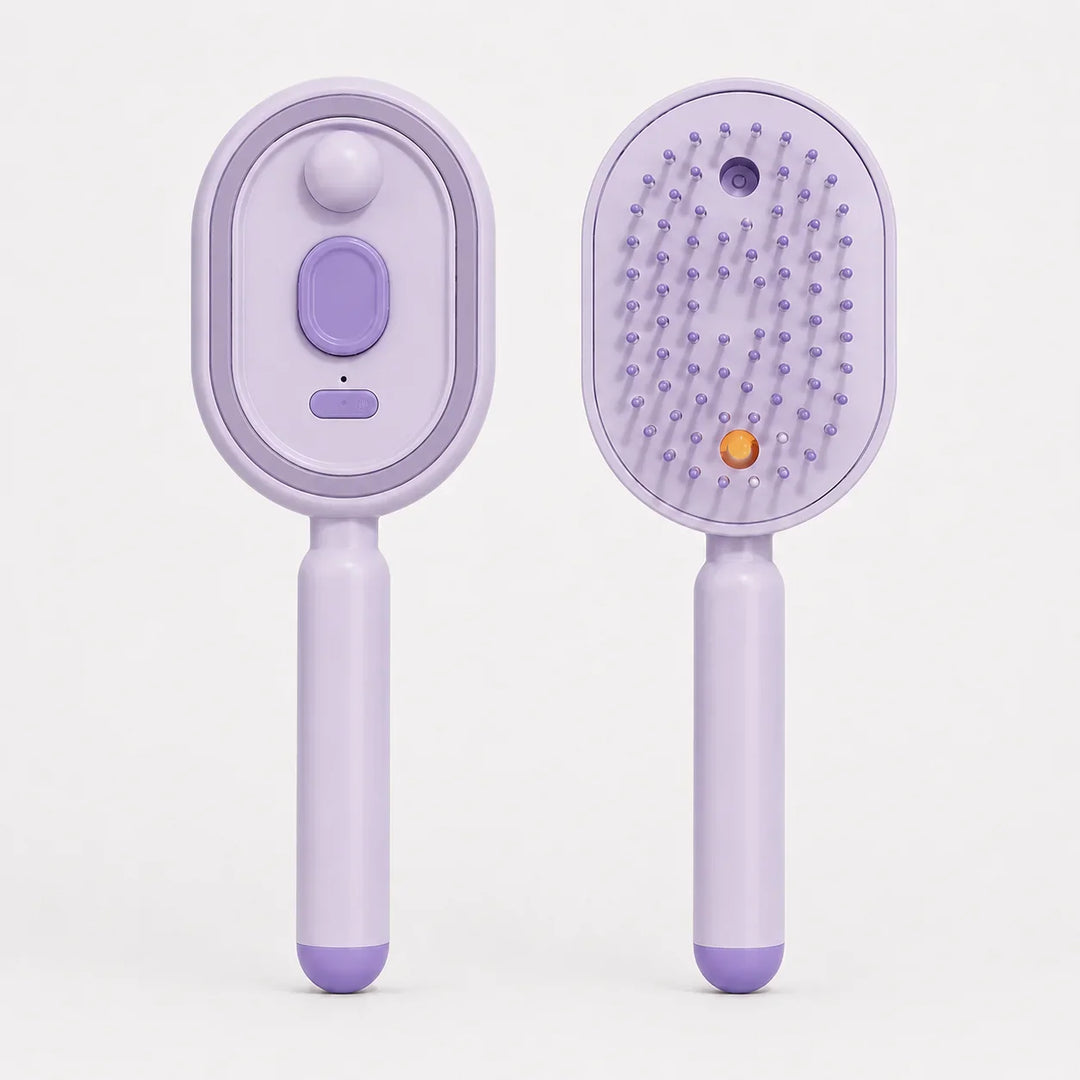 Velura – Self-Cleaning Scalp Massager Brush with Mist Spray Tank