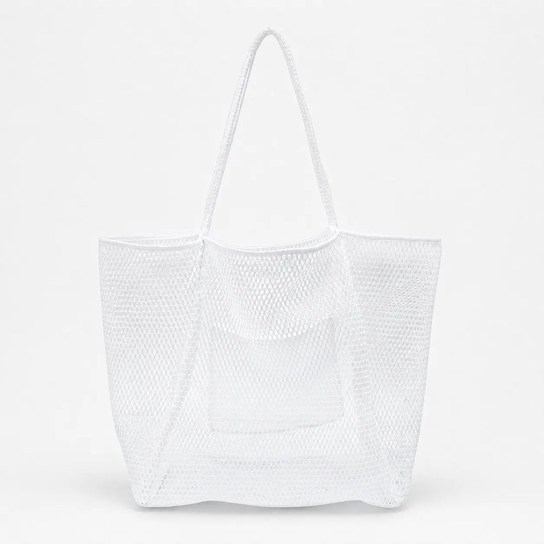 Sandfall – Mesh Beach Tote Bag with Hidden Zip Pocket, Sand Free Shoulder Bag for Women
