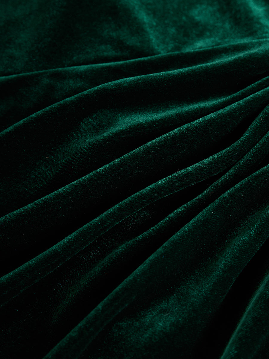 Rosaline | Velvet Ruffle-Neck Midi Dress