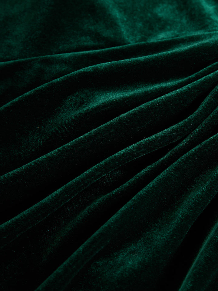 Rosaline | Velvet Ruffle-Neck Midi Dress