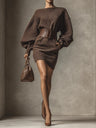 Georgia | Women's Belted Textured Knit Bodycon Mini Dress for Evening Wear