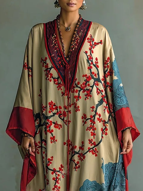 Sakura | Plum Blossom Batwing Maxi Dress