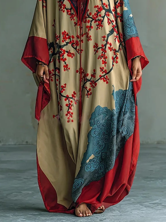 Sakura | Plum Blossom Batwing Maxi Dress