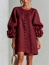 Camellia | Rose-Cuff Button Mini Dress