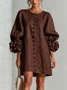 Adriana | Floral-Cuff Button Mini Dress