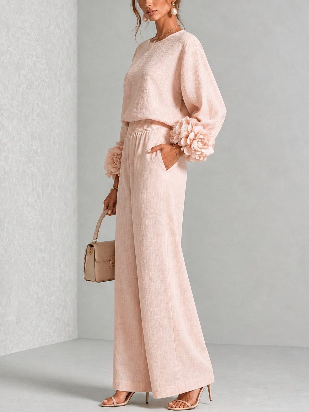 Rosalie - Floral Cuff Two-Piece Set