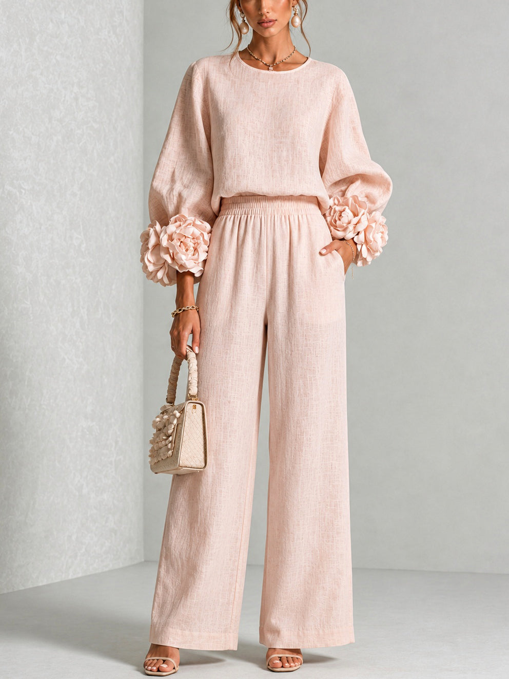 Rosalie - Floral Cuff Two-Piece Set