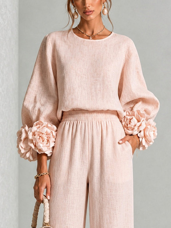Rosalie - Floral Cuff Two-Piece Set