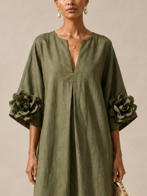 Juniper - Flowy Maxi Dress with Rose-Cuff Sleeves