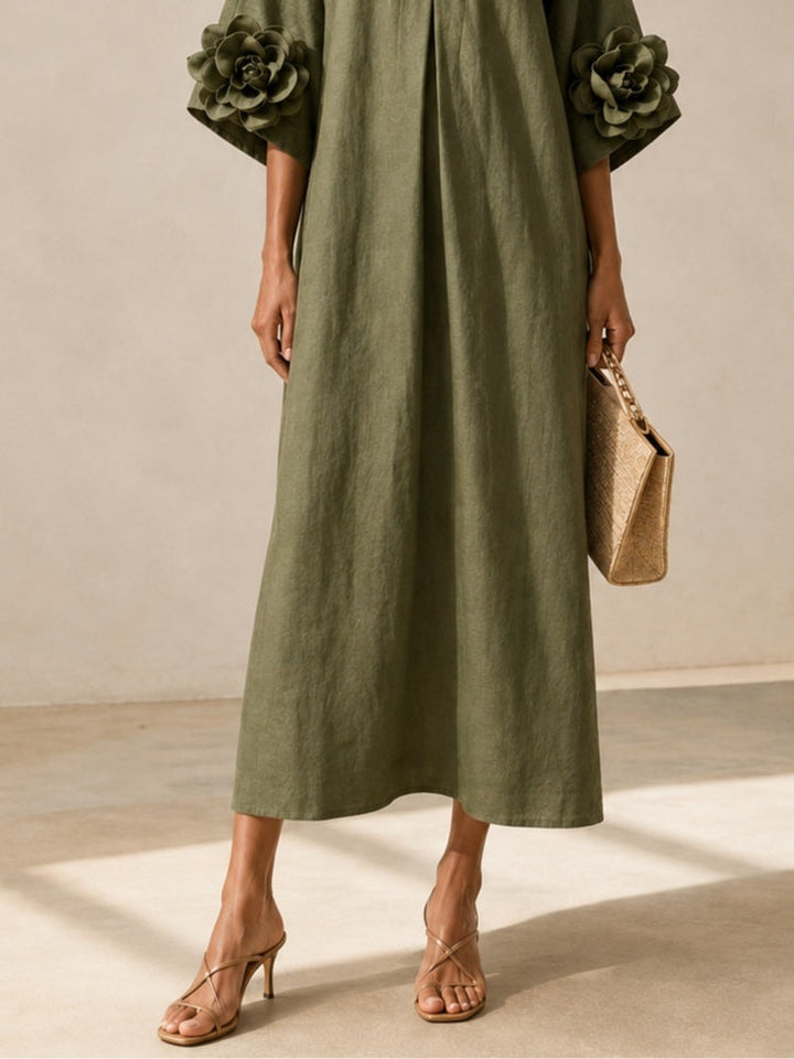 Juniper - Flowy Maxi Dress with Rose-Cuff Sleeves
