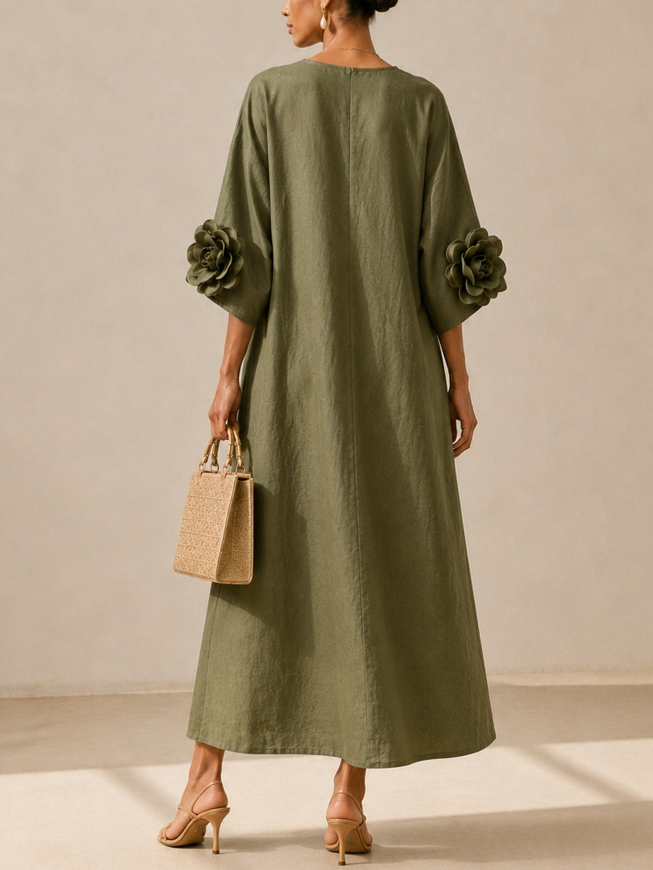 Juniper - Flowy Maxi Dress with Rose-Cuff Sleeves
