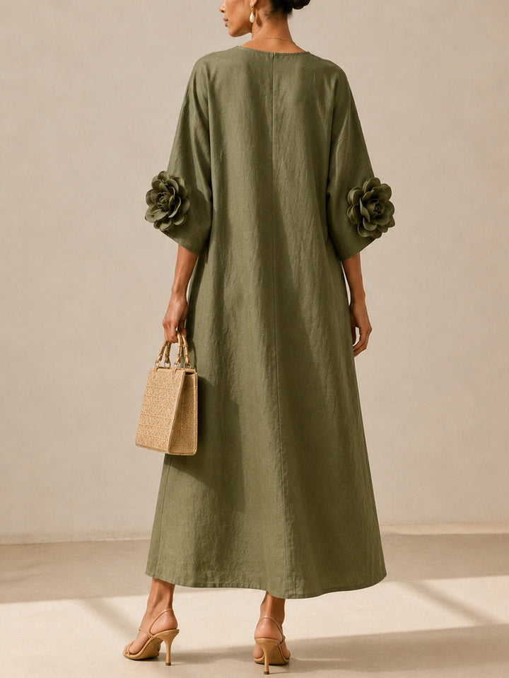 Juniper - Flowy Maxi Dress with Rose-Cuff Sleeves