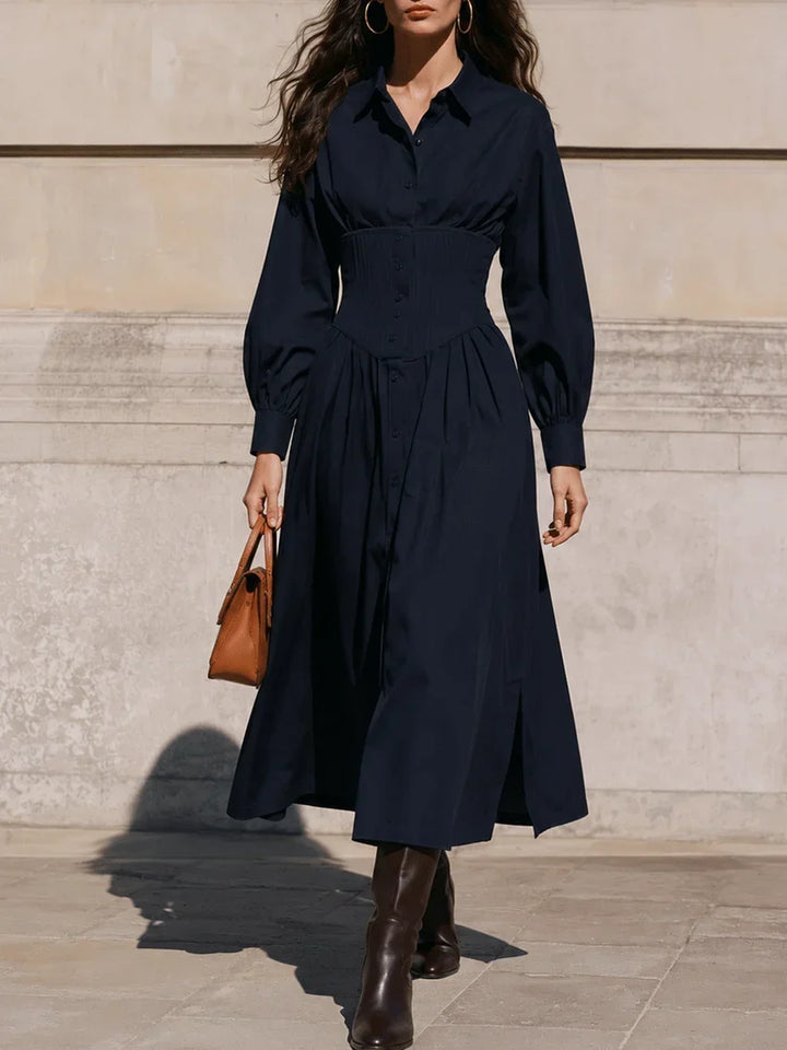 Fila | Corset-Waist Shirt Autumn Midi Dress
