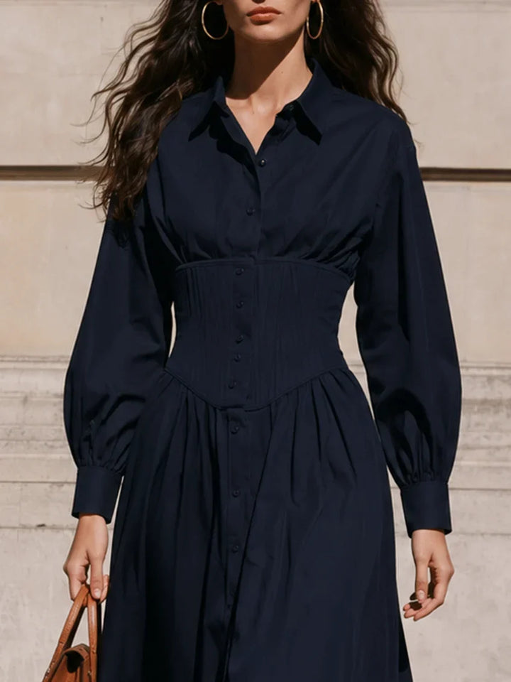 Fila | Corset-Waist Shirt Autumn Midi Dress