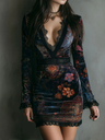 Posy | Floral Velvet Lace-Trim Mini Dress