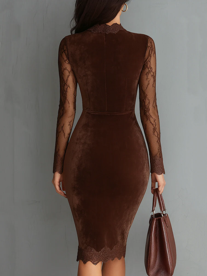 Juniper | Vintage Velour Lace-Sleeve Mini Dress