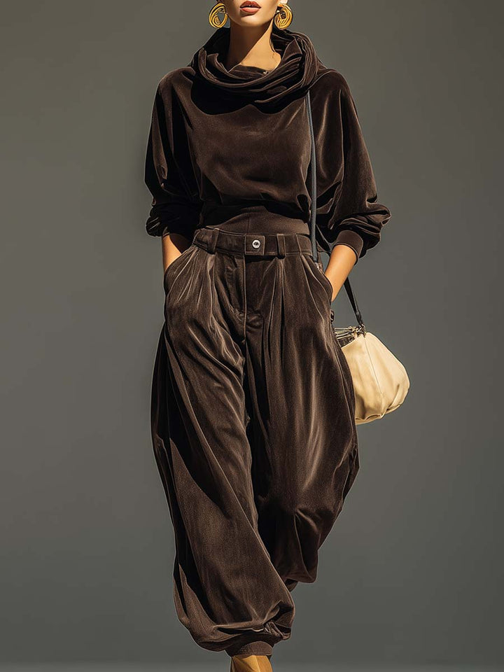 Willow | Velvet Hoodie &amp; Pants Set with Belt