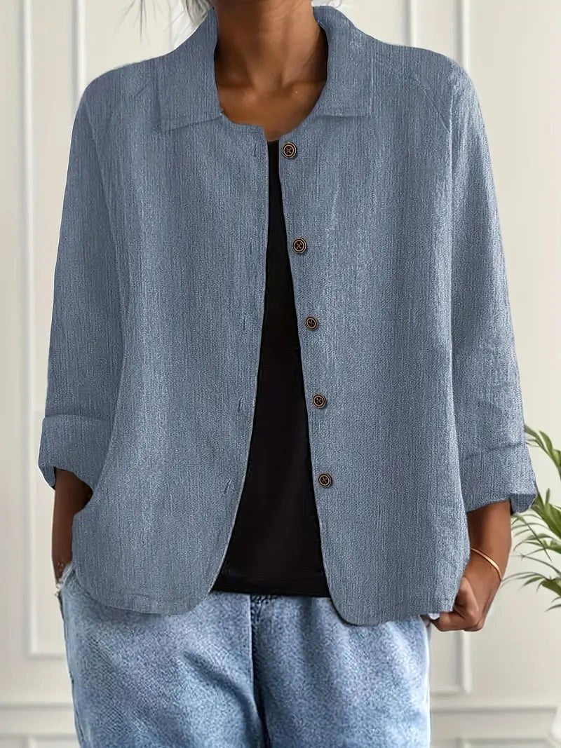 Sharon | Relaxed Crinkled Button-Front Blouse
