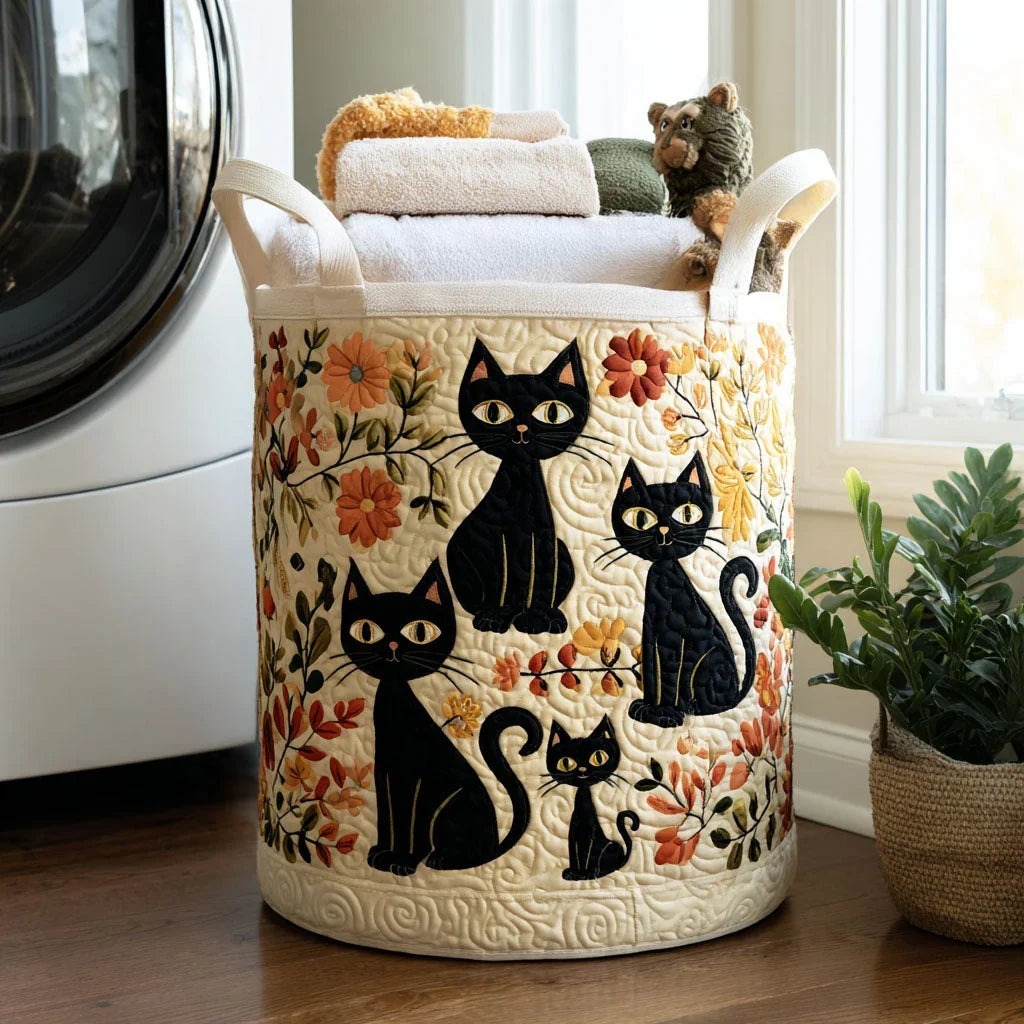Autumn Blossom Cats Laundry Basket