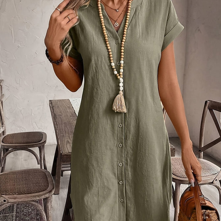 Elodie - Button-Front Midi Dress