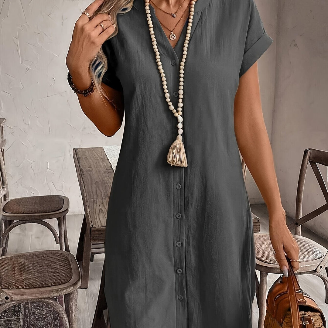 Elodie - Button-Front Midi Dress