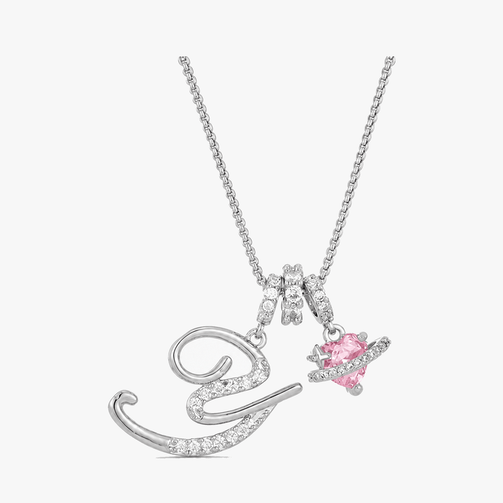 LUMARA – 3-Layer Initial Necklace with Pink Heart Zircon