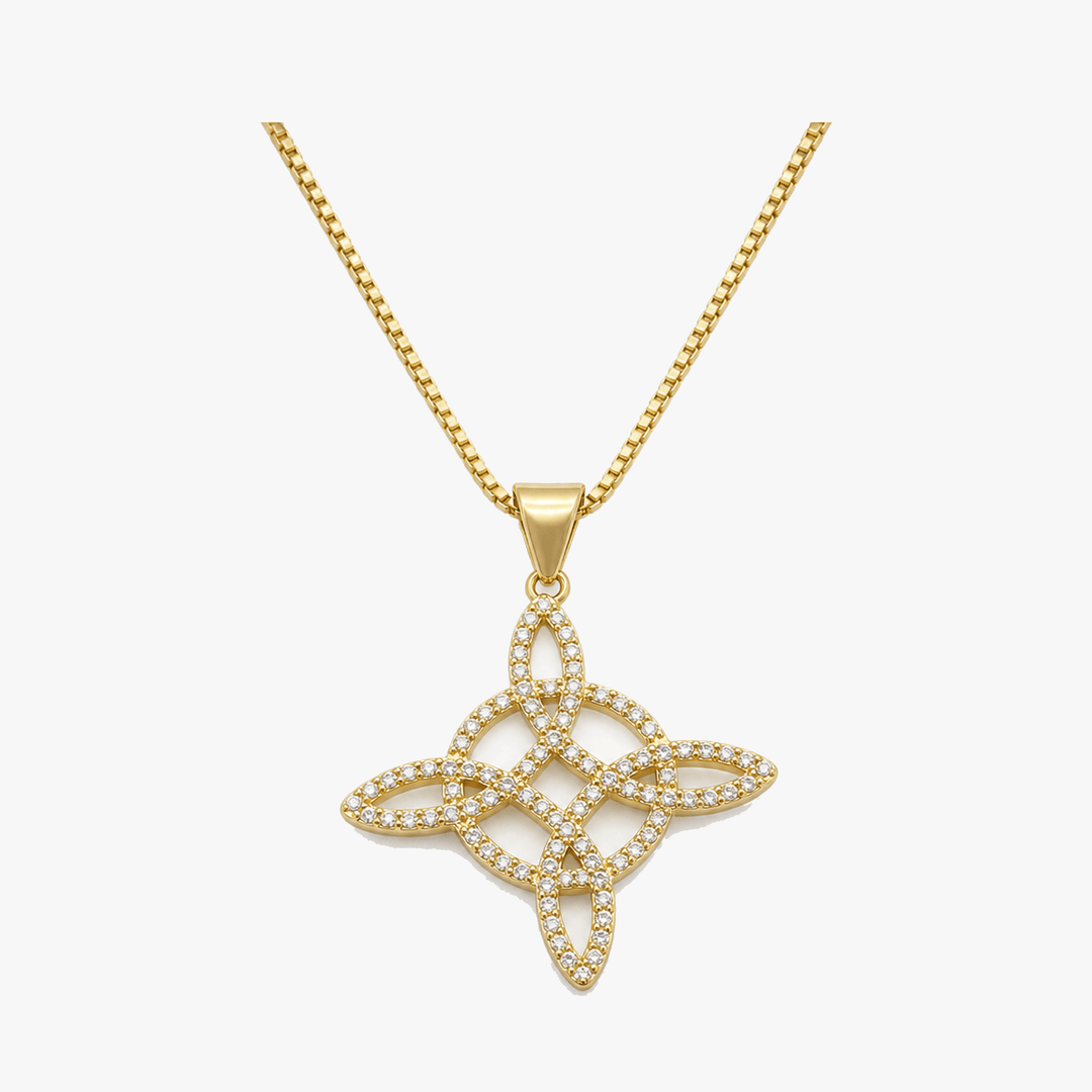 Elowen – Crystal Celtic Knot Necklace