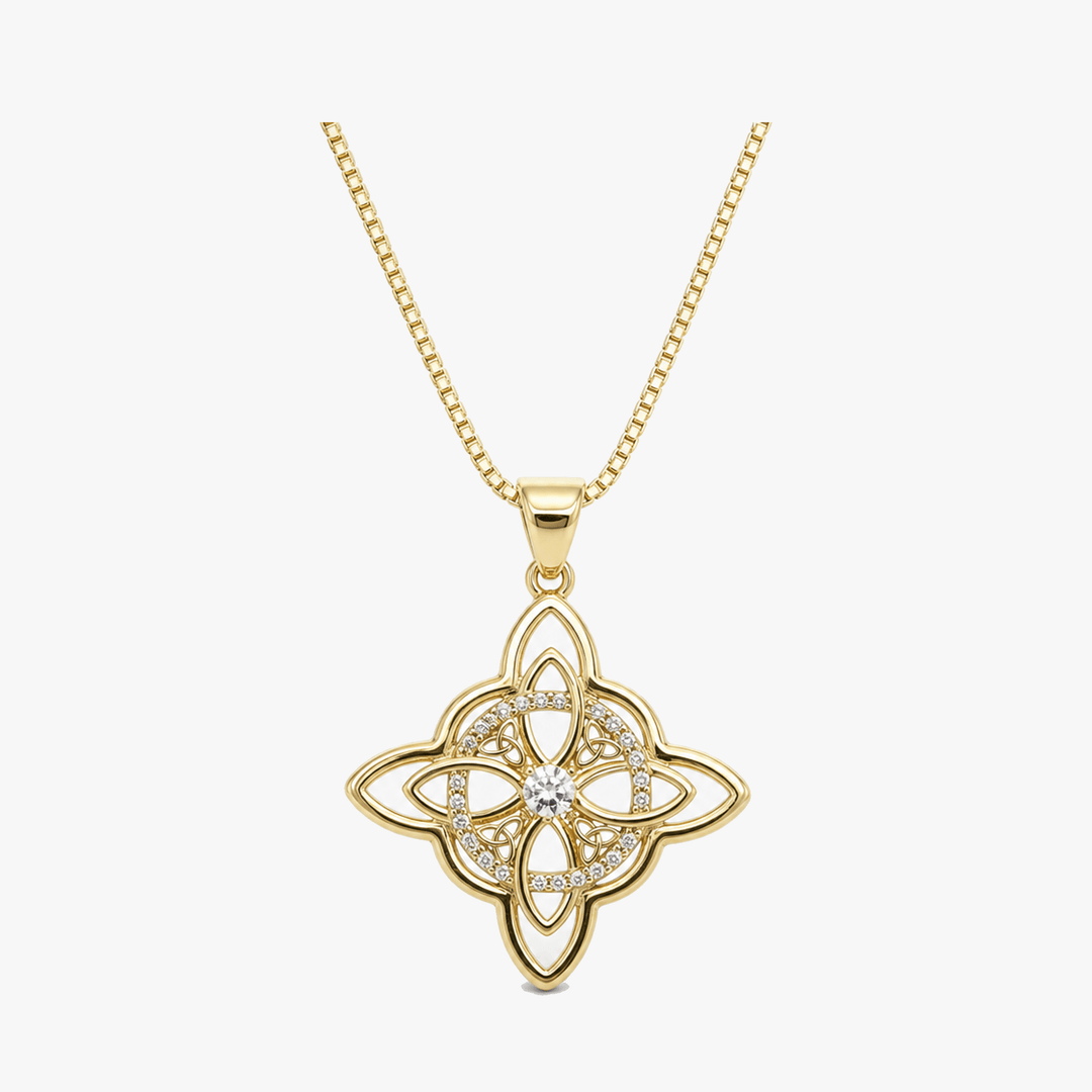 Elowen – Crystal Celtic Knot Necklace