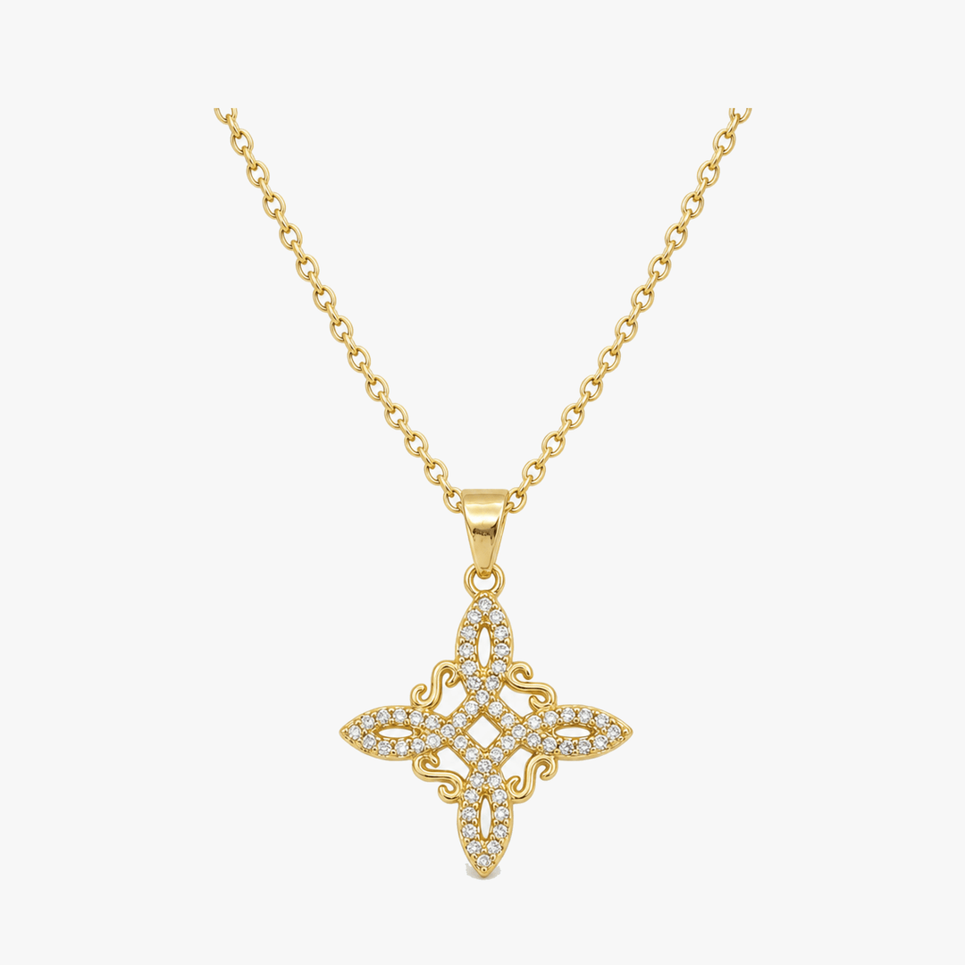 Elowen – Crystal Celtic Knot Necklace