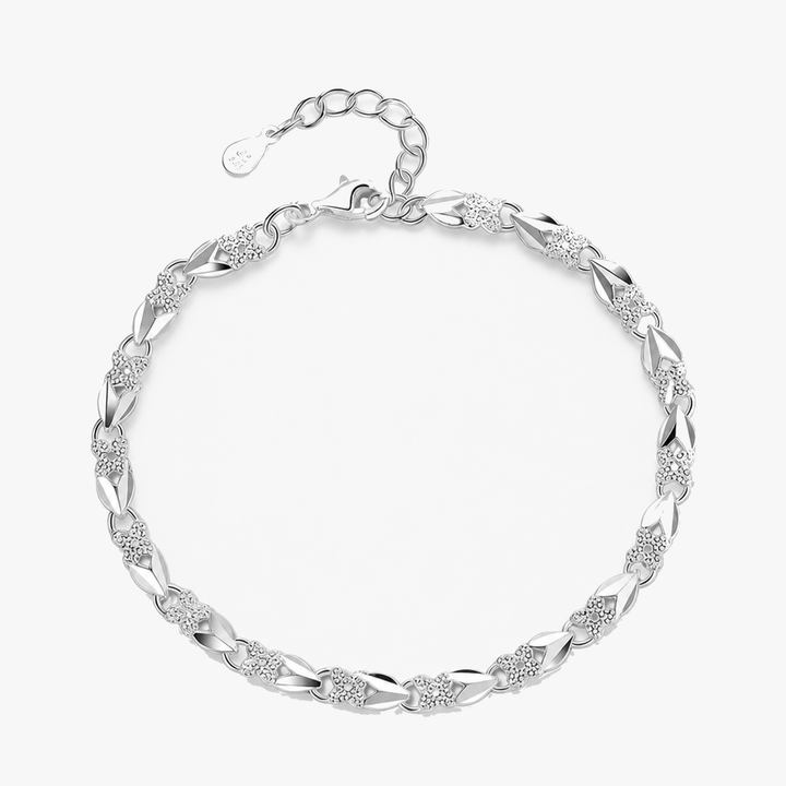 Clovara - Textured Silver Clover Chain Bracelet