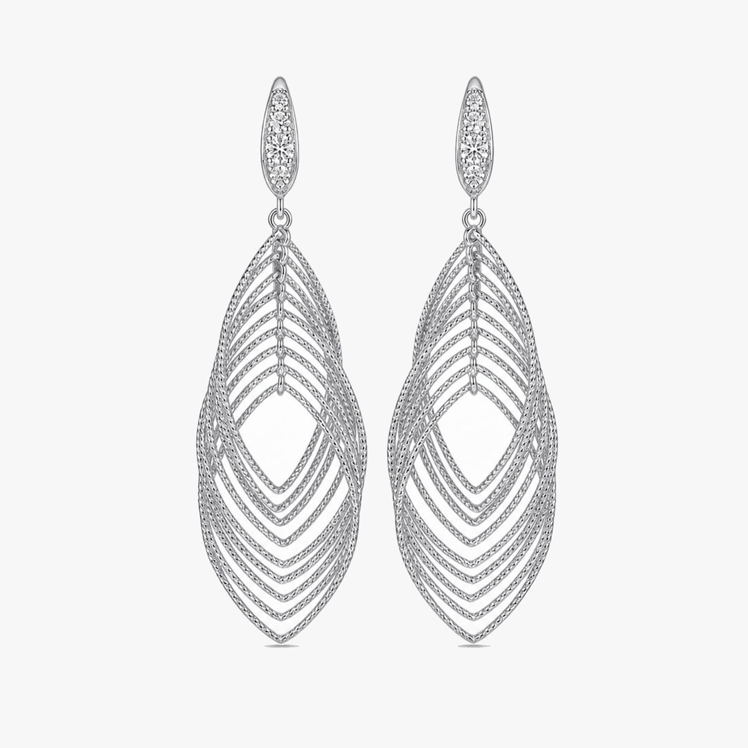Lumivra - Cascading Silver Leaf Earrings
