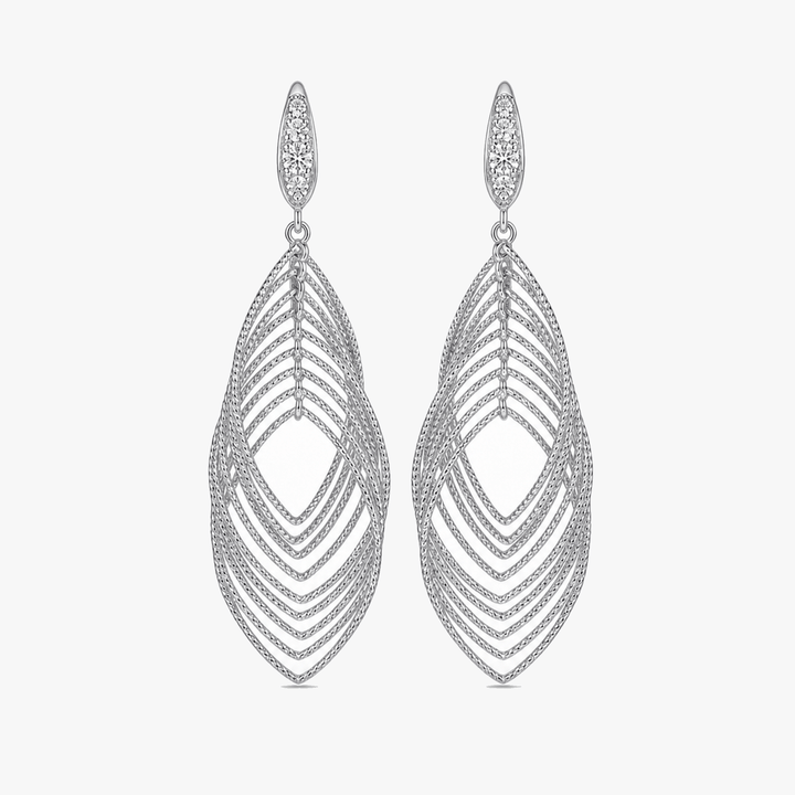 Lumivra - Cascading Silver Leaf Earrings