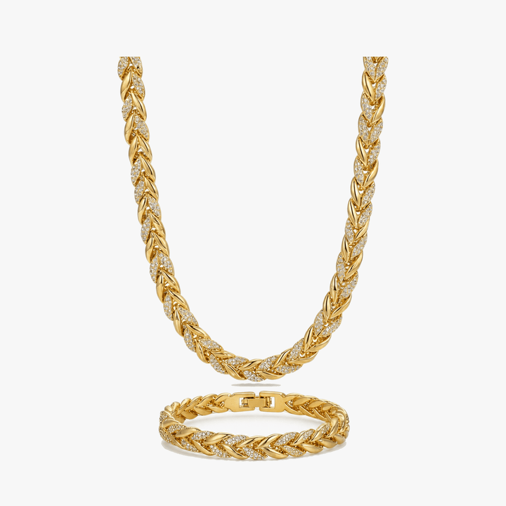 Lumara – Sparkling Leaf Link Necklace and Bracelet Set