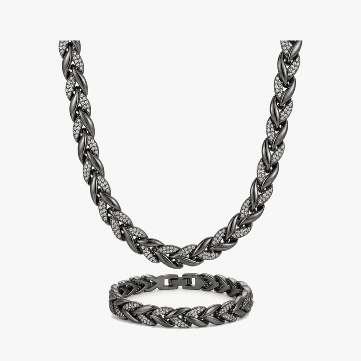 Lumara – Sparkling Leaf Link Necklace and Bracelet Set