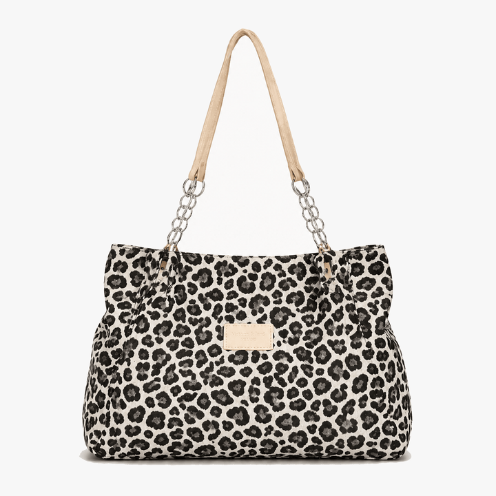 Lynxe - Leopard Print Tote with Chain Detail