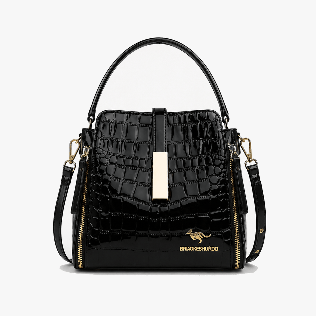 Velora™ – Glossy Croc Crossbody Handbag