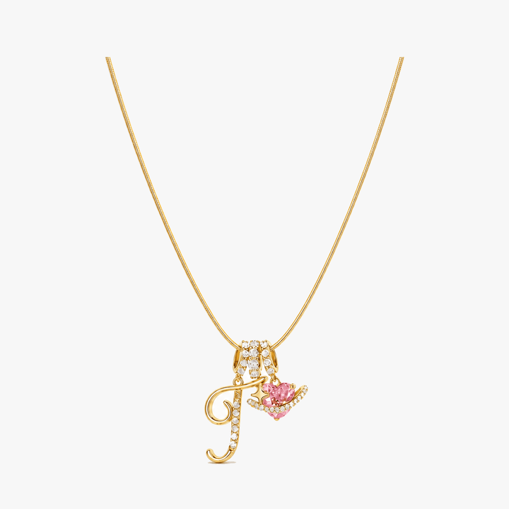LUMARA – 3-Layer Initial Necklace with Pink Heart Zircon