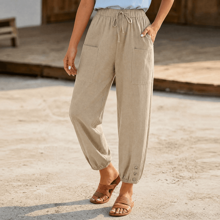 Brezia – Relaxed Fit Cotton Linen Capris for Women