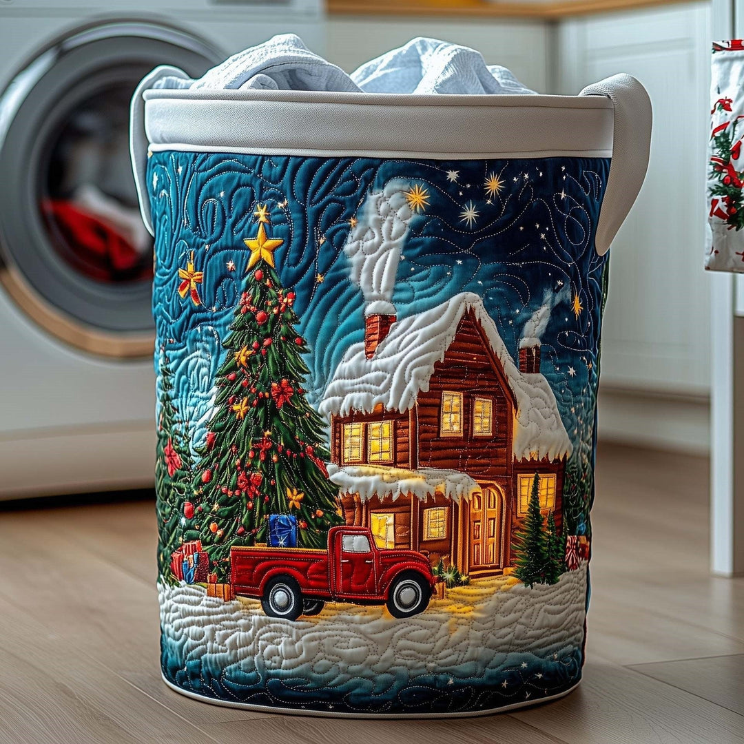 Christmas Eve Cottage Glow Laundry Basket